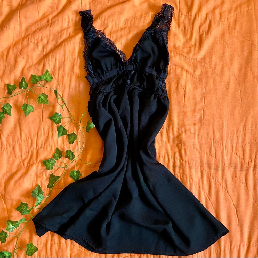 sexy black lace babydoll lingerie night time gown